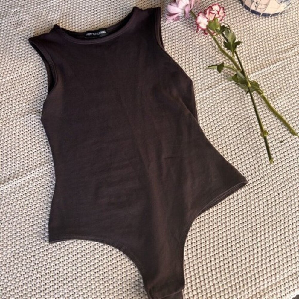 Pretty Little Thing Dark Brown Modern Sleeveless Bodysuit
